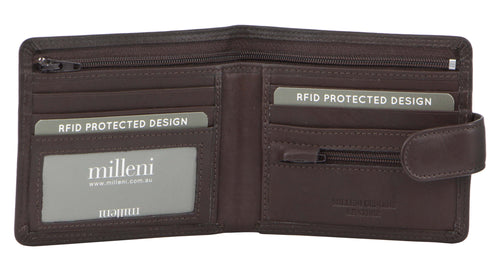 Milleni Men's Leather Tab Wallet (C5128BRN)-Men's Wallet-ElegantFemme
