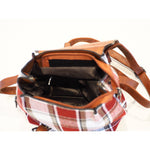 Woolen Backpack with PU Leather Trim - Red-Handbag-ElegantFemme