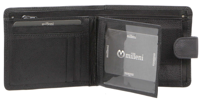 Milleni Men's Leather Tab Wallet (C10542BLK)-Men's Wallet-ElegantFemme