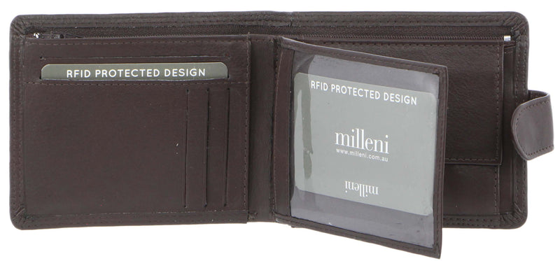 Milleni Men's Leather Tab Wallet (C10542BRN)-Men's Wallet-ElegantFemme