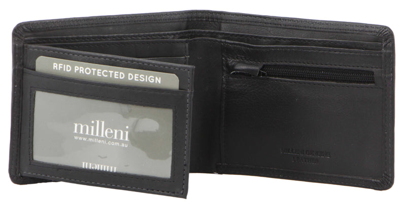 Milleni Men's Leather Bi-Fold Wallet (C5129BLK)-Men's Wallet-ElegantFemme