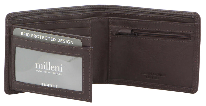 Milleni Men's Leather Bi-Fold Wallet (C5129BRN)-Men's Wallet-ElegantFemme