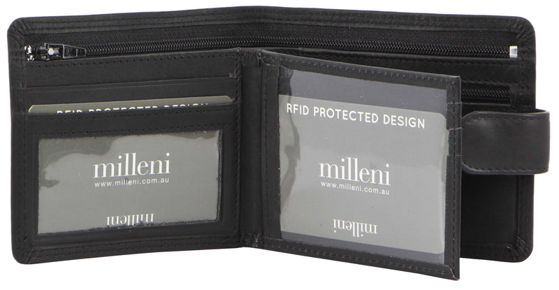 Milleni Men's Leather Bi-Fold Wallet (C5130BLK)-Men's Wallet-ElegantFemme