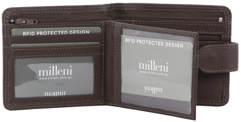 Milleni Men's Leather Bi-Fold Wallet (C5130BRN)-Men's Wallet-ElegantFemme