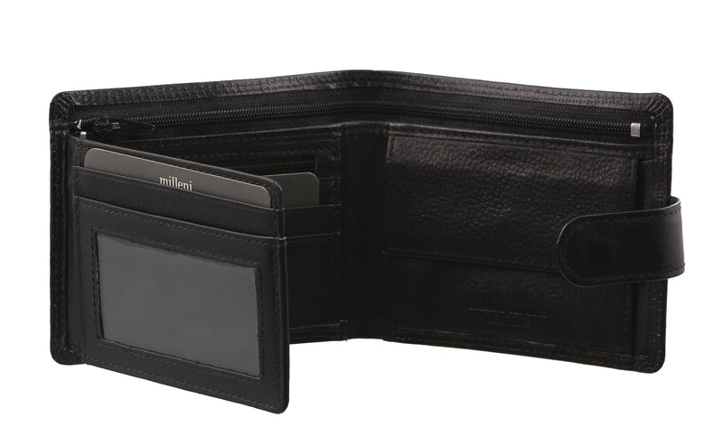 Milleni Men's Leather Tab Wallet (C8875BLK)-Men's Wallet-ElegantFemme