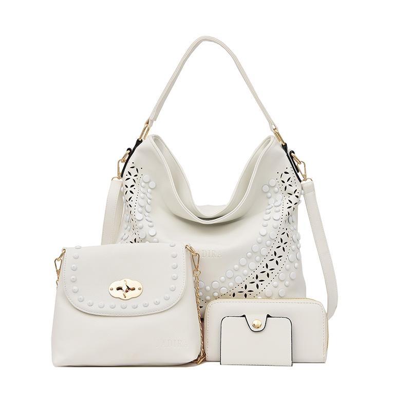 The Hudson 4 Bag Set in White-Handbag Set-ElegantFemme