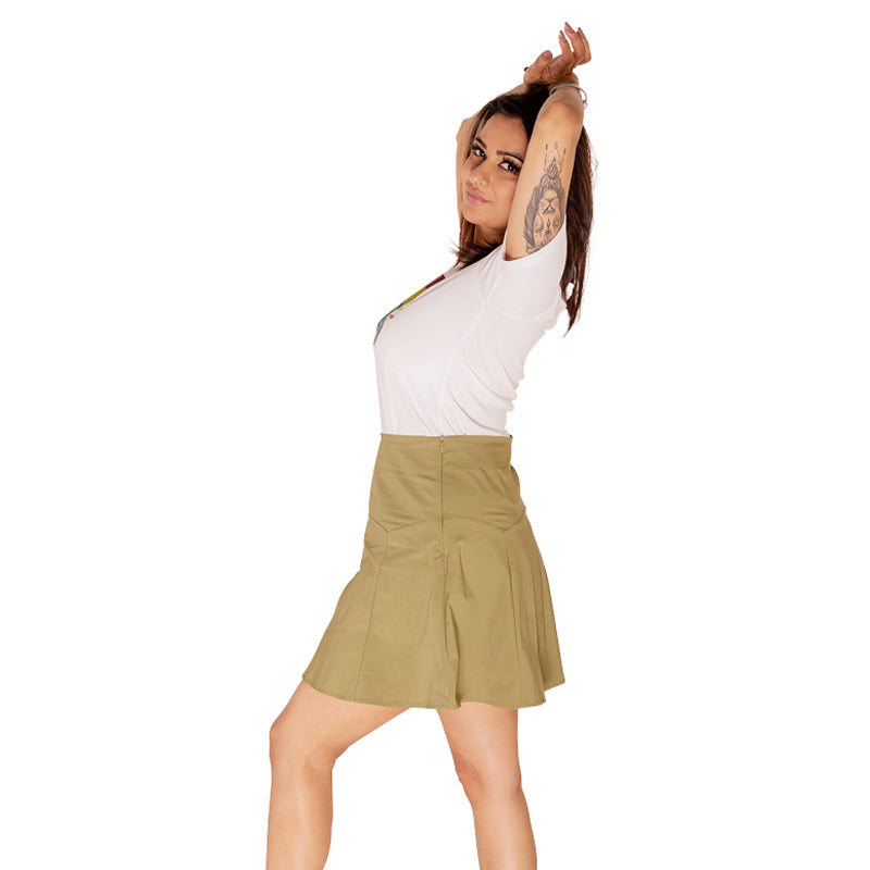 The Keira Cotton Mini Skirt - Green-Skirt-ElegantFemme