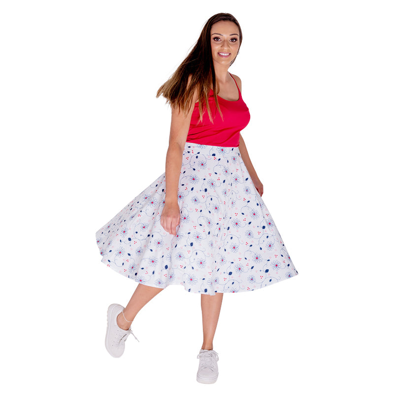 The Freedom Midi Skirt - Floral-Skirt-ElegantFemme