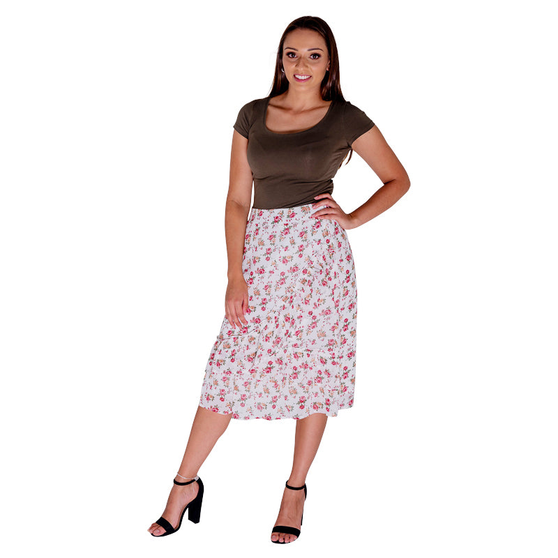 The Marley Floral Wrap Skirt - Rose-Skirt-ElegantFemme