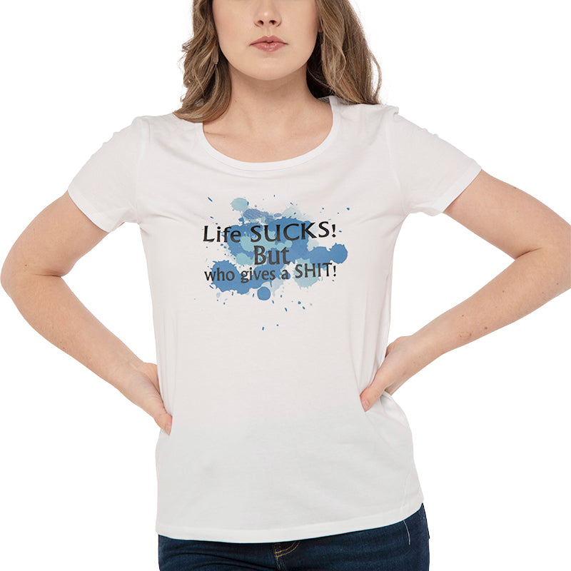 The Real Life Tee - In Blue-Printed T Shirt-ElegantFemme