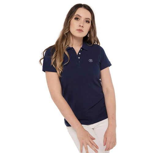 The Elegant Polo in Navy Blue-Polo T Shirt-ElegantFemme