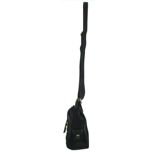 Milleni Cross-Body Handbag with perforated detail (NC2681) - Black-Crossbody Bag-ElegantFemme