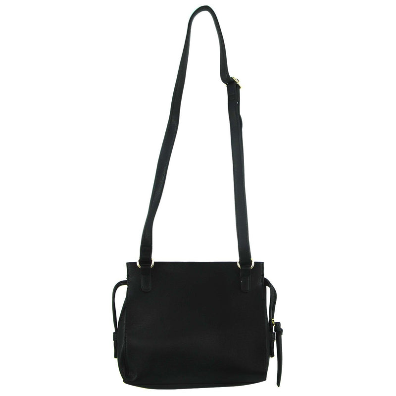 Milleni Cross-Body Handbag with perforated detail (NC2681) - Black-Crossbody Bag-ElegantFemme