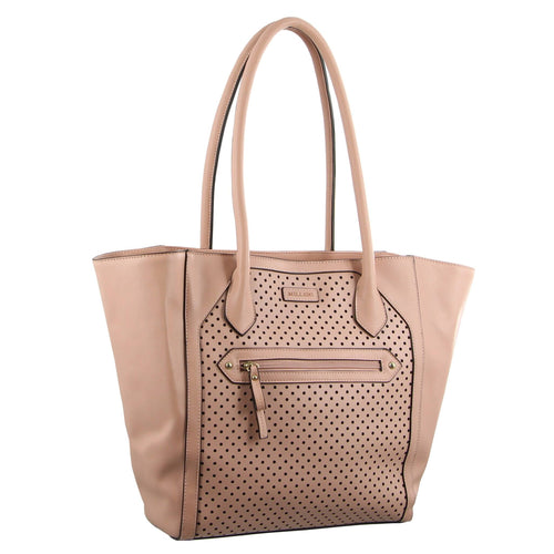 MILLENI FASHION TOTE PERFORATED HANDBAG (PV2927)-Handbag-ElegantFemme