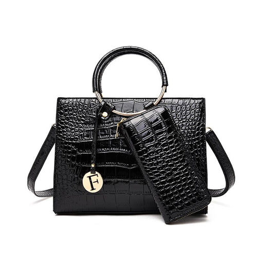 Francis - Handbag Set of 2 - Black-Handbag Set-ElegantFemme