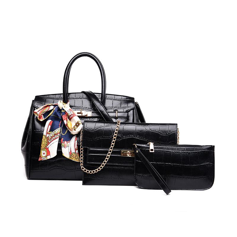 MM Handbag Set of 3 - Black-Handbag Set-ElegantFemme