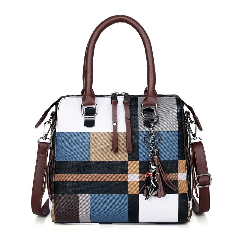 Nov Patterned Handbag Set of 4 - Blue-Handbag Set-ElegantFemme