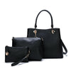 SS Patterned Handbag Set of 3 Bags - Black-Handbag Set-ElegantFemme