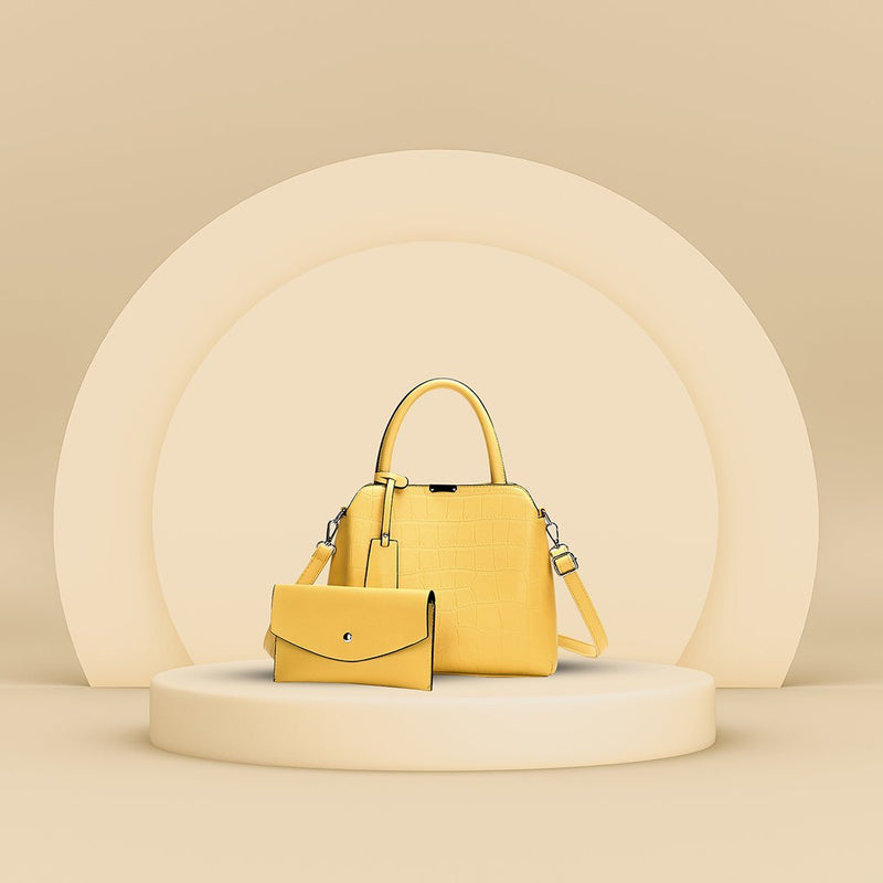 The Dianna 2 Bag Set - Yellow-Handbag Set-ElegantFemme