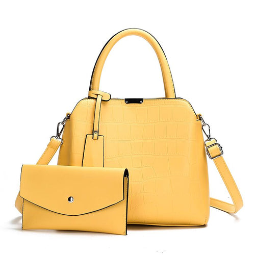 The Dianna 2 Bag Set - Yellow-Handbag Set-ElegantFemme