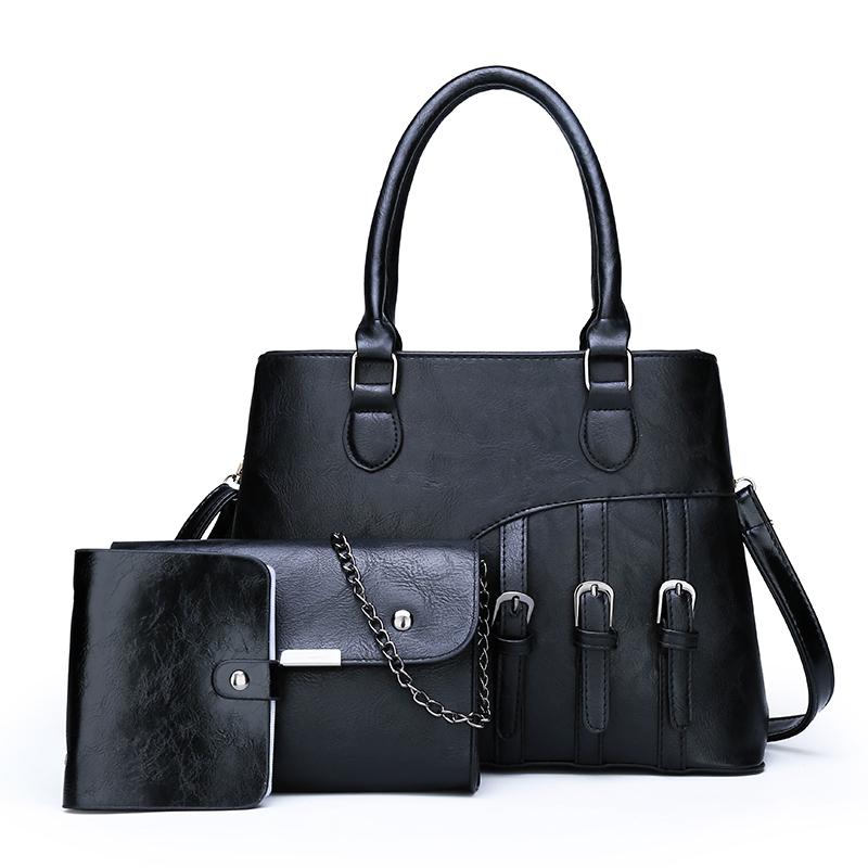The Elena 3 Bag Set in Black-Handbag Set-ElegantFemme