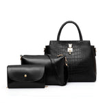 The Onassis 3 Bag Set in Black-Handbag Set-ElegantFemme