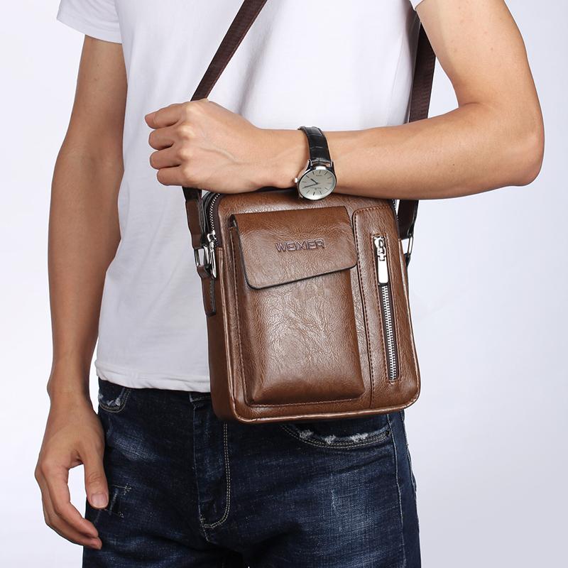 Men’s Shoulder Bag - Brown (8602)-Men's Shoulder Bag-ElegantFemme