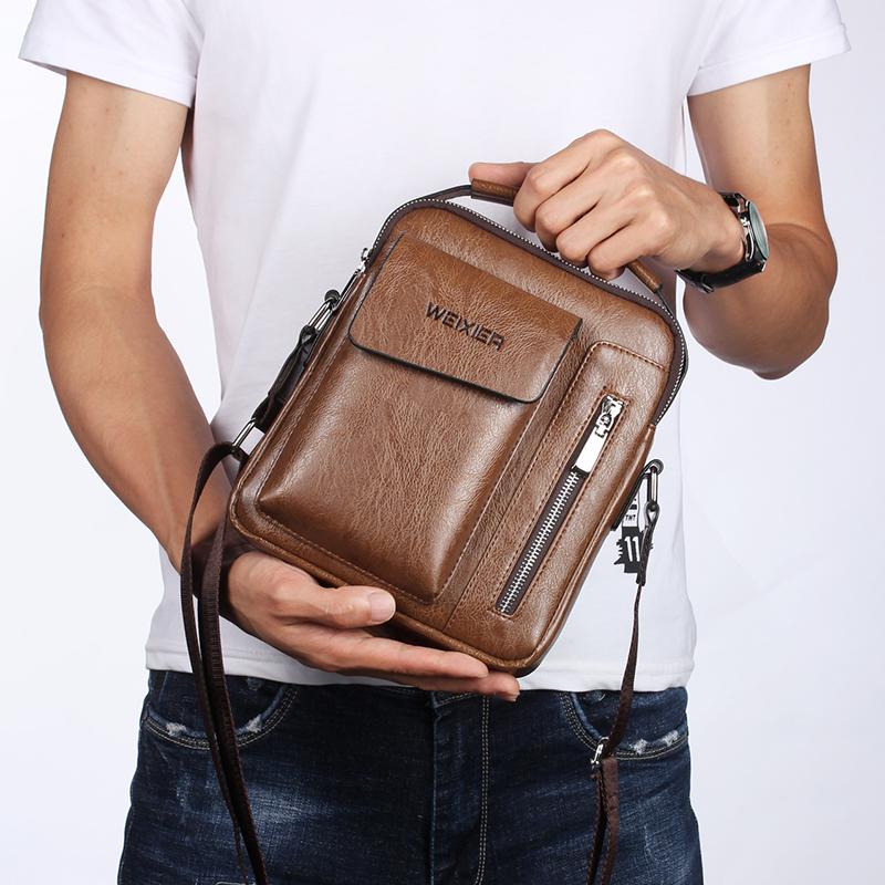 Men’s Shoulder Bag - Brown (8602)-Men's Shoulder Bag-ElegantFemme