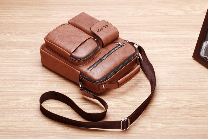 Men’s Shoulder Bag - Chestnut (8633)-Men's Shoulder Bag-ElegantFemme