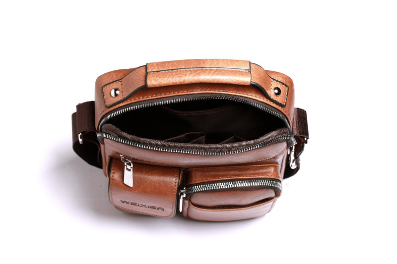 Men’s Shoulder Bag - Chestnut (8633)-Men's Shoulder Bag-ElegantFemme