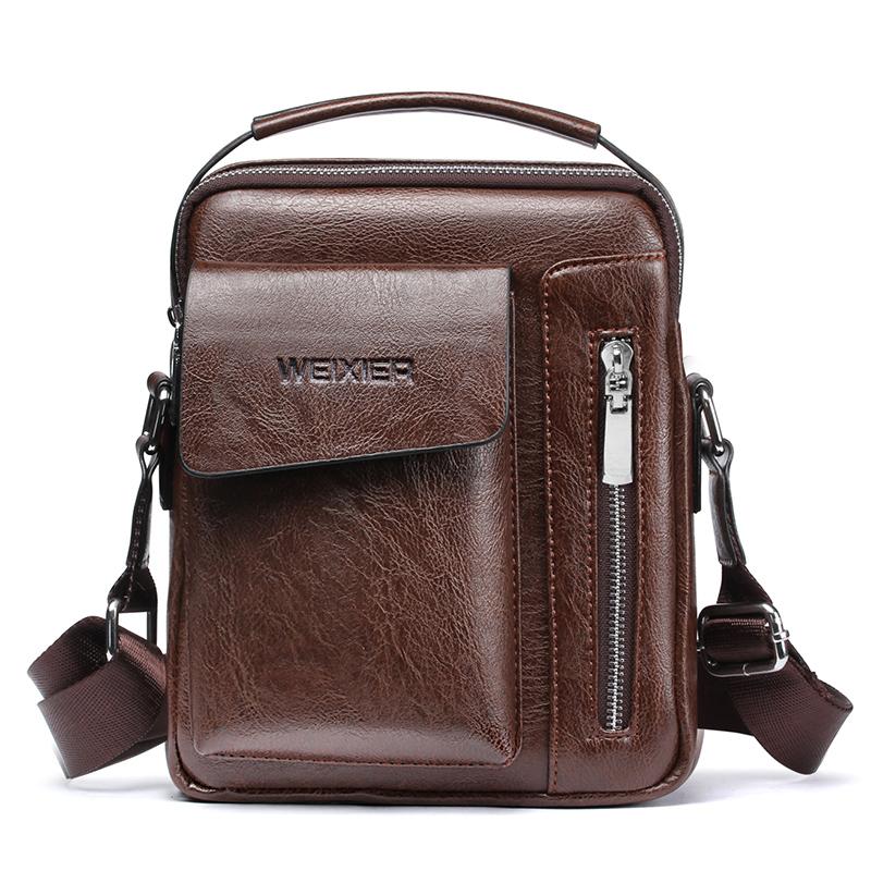 Men’s Shoulder Bag - Dark Brown (8602)-Men's Shoulder Bag-ElegantFemme