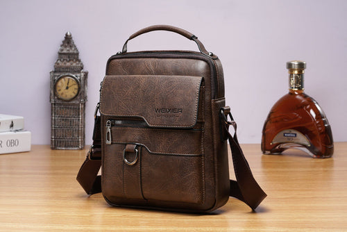 Men’s Shoulder/Satchel Bag - Cognac (8642)-Men's Shoulder Bag-ElegantFemme