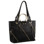 MILLENI TOTE HANDBAG WITH METAL HANDLES (NC2724)-Handbag-ElegantFemme